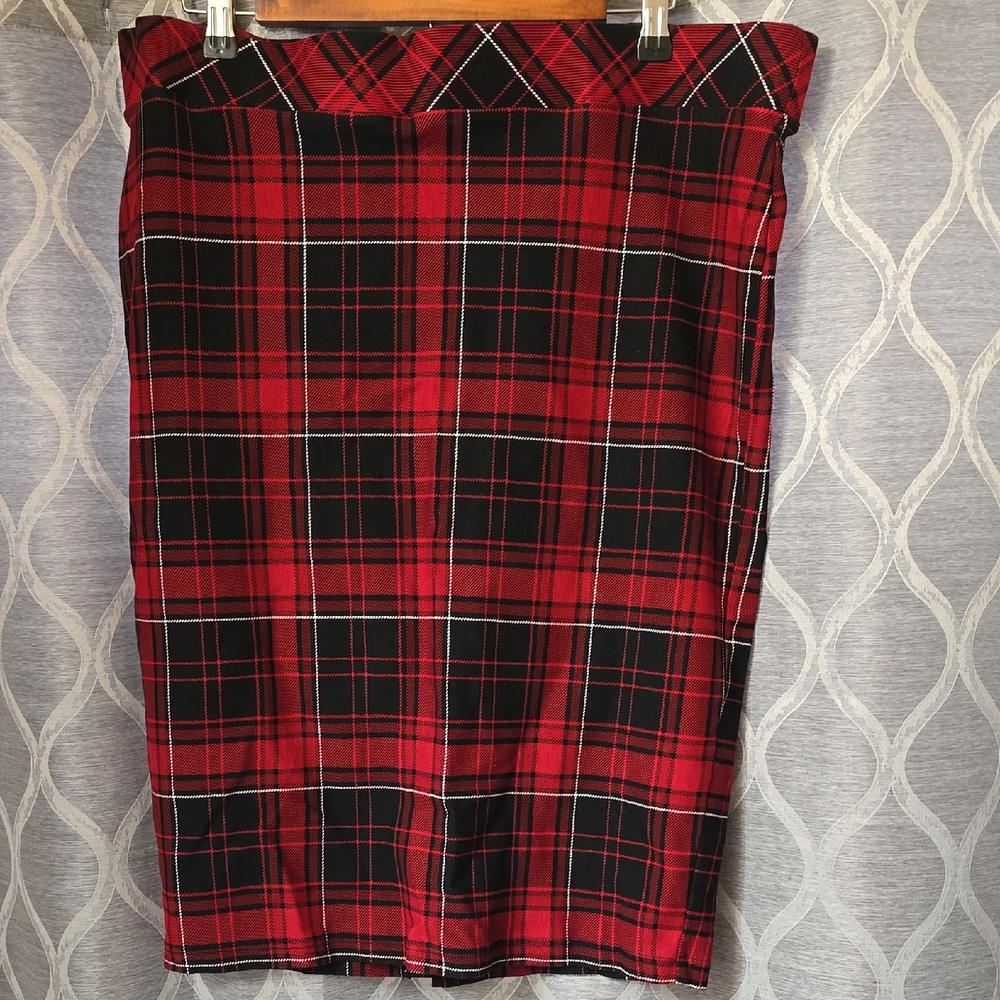 Torrid Red and Black Plaid Pencil Skirt